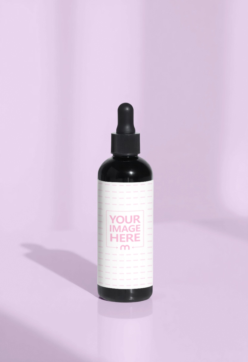 Bottle Label Mockup on Purple Background for Cosmetic Products preview image