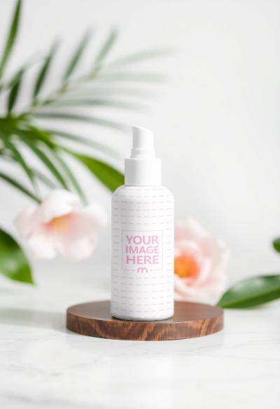 Bottle Label Mockup Displayed in Soft Lifestyle Scene for Branding Use
