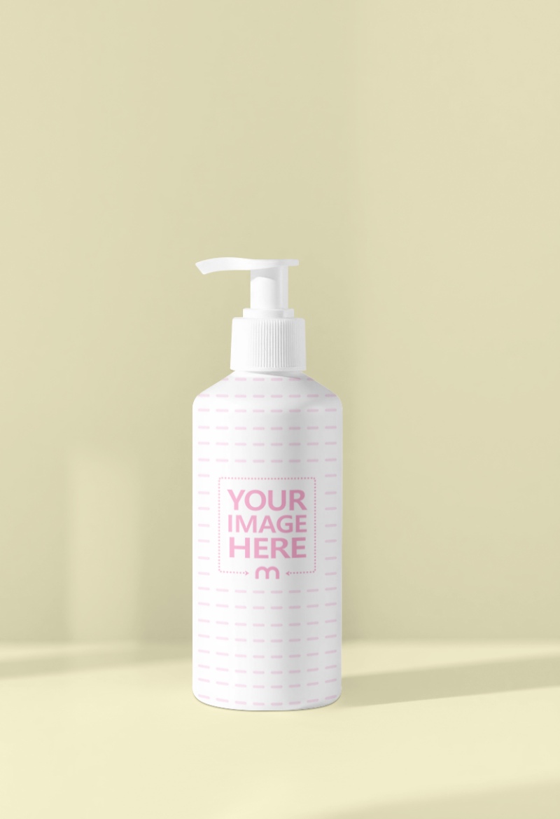 Bottle Label Mockup on Light Yellow Background for Natural Product Ad preview image