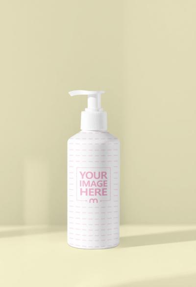 Bottle Label Mockup on Light Yellow Background for Natural Product Ad