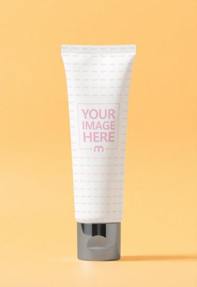 Cream Tube Mockup on Light Background for Cosmetics Products