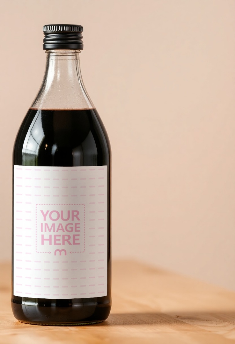 Glass Bottle Label Mockup with Dark Color Liquid preview image