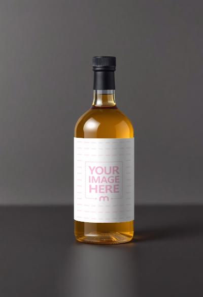 Bottle Label Mockup on Dark Background for Minimalist Design