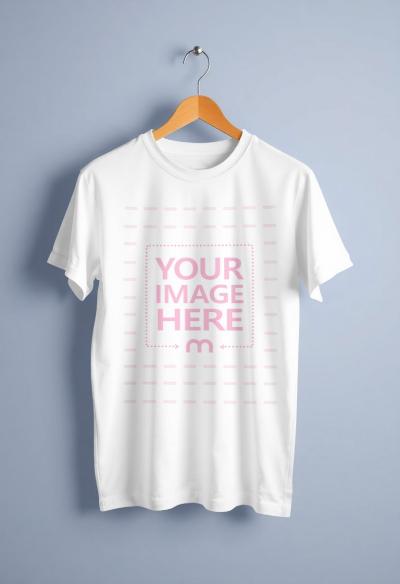 Shirt Mockup on Blue Wall with Small Hook for Fashion Display
