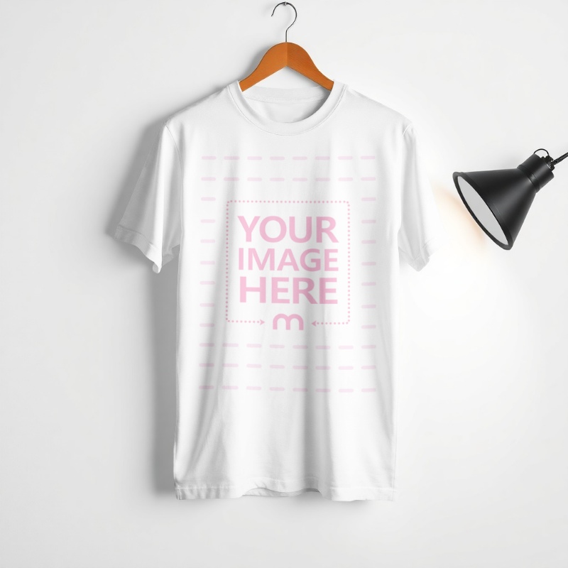 T-shirt Mockup on White Wall with Spotlight Highlight preview image