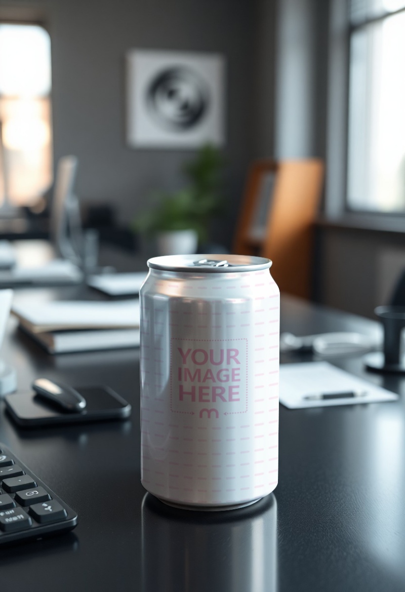 Can Mockup on Office Table with Business Theme Setup preview image