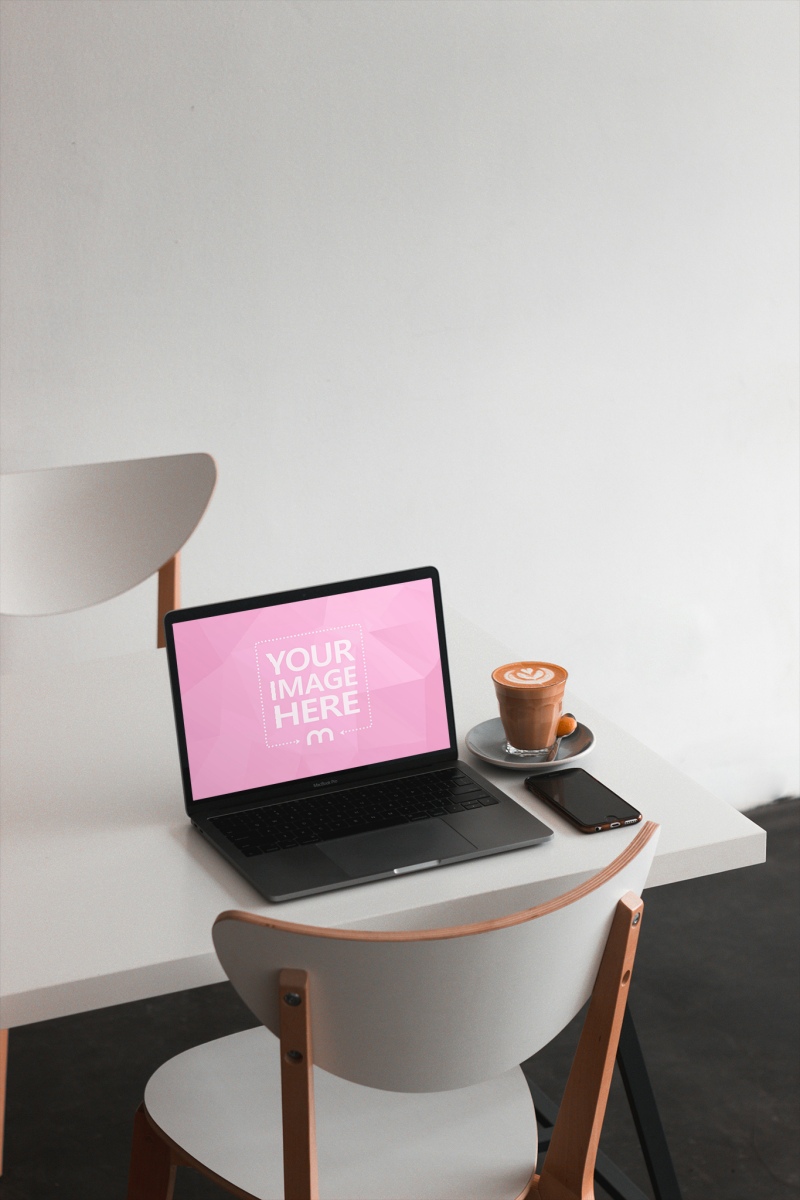 Laptop Mockup on Indoor Table for Website and Software Showcase preview image