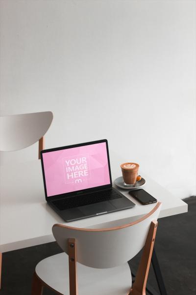 Laptop Mockup on Indoor Table for Website and Software Showcase