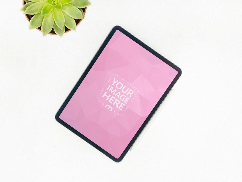 iPad Mockup on White Background Top View preview image