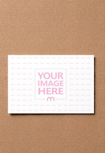 Top View Business Card Mockup on Textured Surface