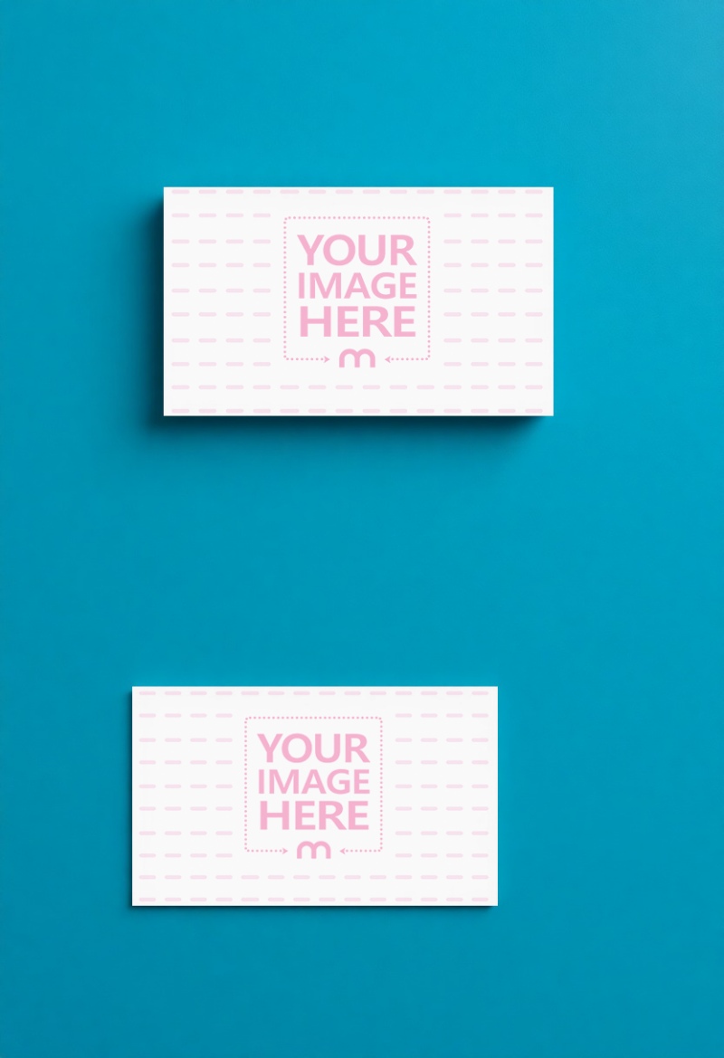 Two Business Cards Mockup on Light Blue Background for Identity preview image