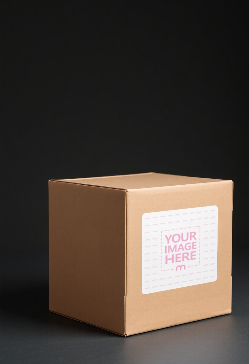 Box Label Mockup on Dark Background for Premium Packaging Design preview image