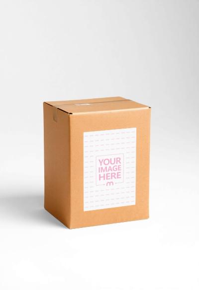 Rectangular Box Label Mockup on White Background for Branding