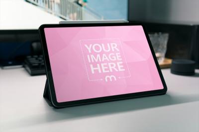 Tablet Mockup in Blur Background for Tech Branding
