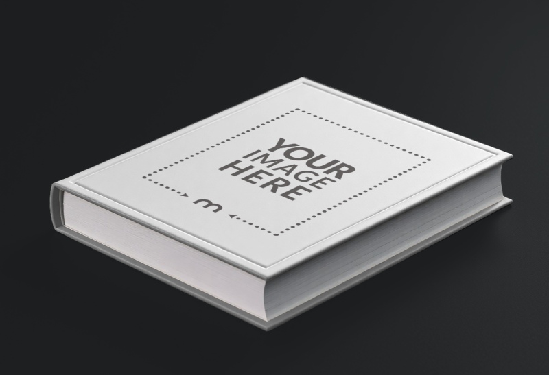 Angled Book Cover Mockup on Dark Isolated Background preview image