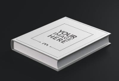 Angled Book Cover Mockup on Dark Isolated Background