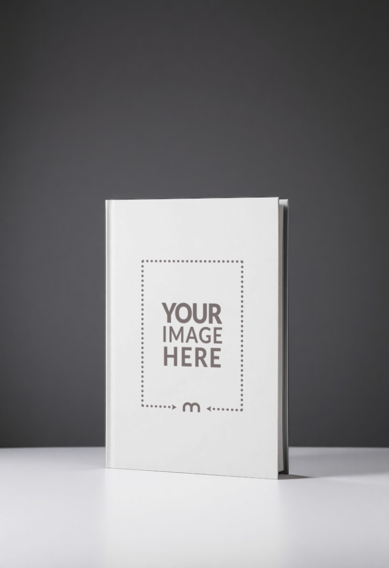 Book Cover Mockup on White Table with Dark Background preview image