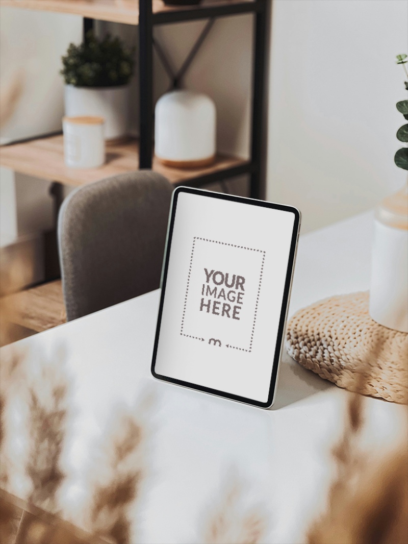 iPad Mockup on Home Table for Casual App Display preview image