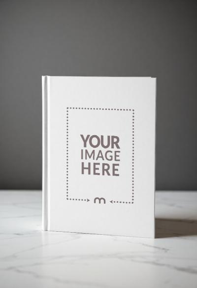Standing Book Cover Mockup on Marble Floor for Publishing Designs