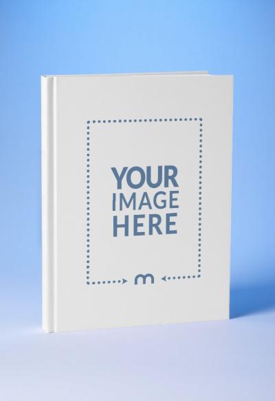 Standing Book Cover Mockup with Bright Blue Background