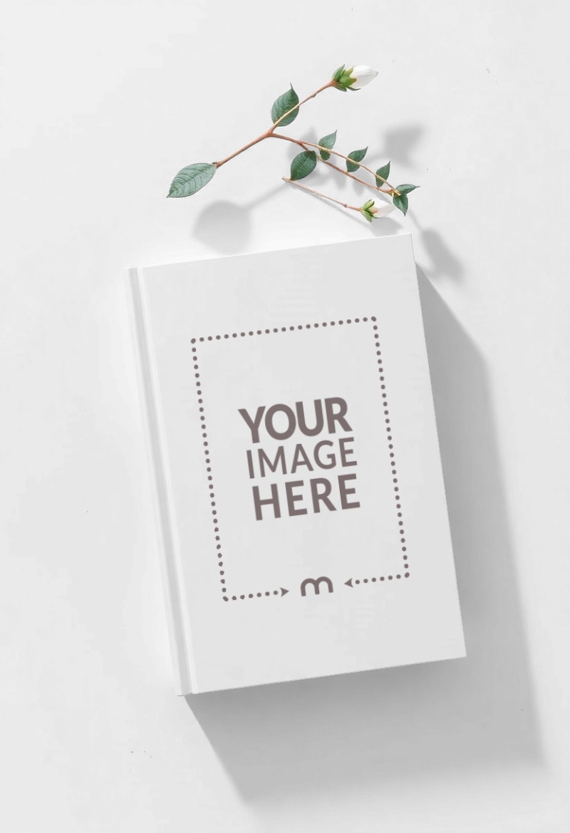 Top View Book Cover Mockup on White Aesthetic Background preview image
