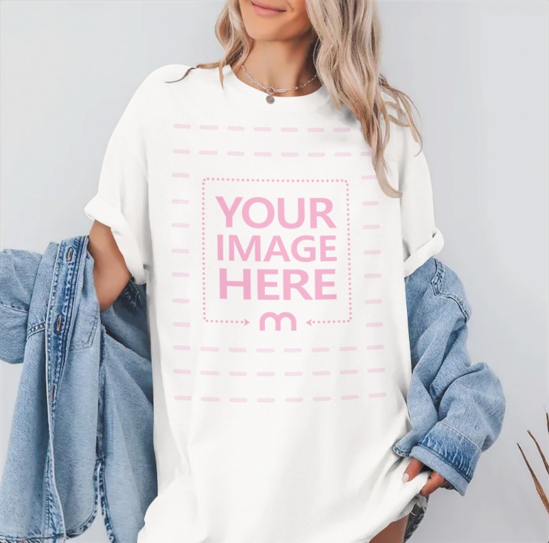 Woman Showcasing T-Shirt Mockup – PSD & PNG Apparel Templates preview image
