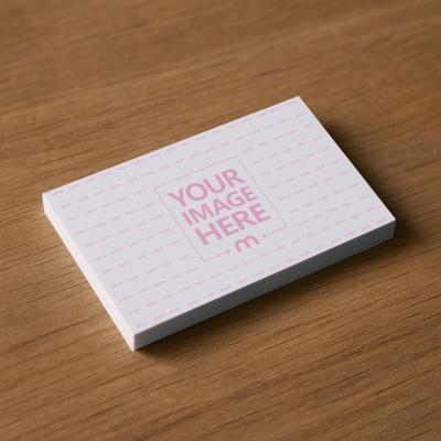 Business Card Mockup Stacked on Wooden Floor for Minimalist Design