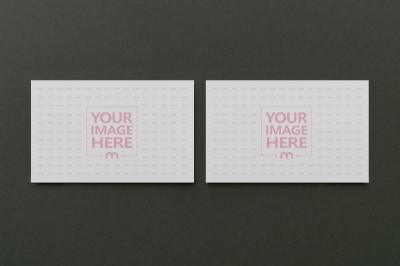 Business Card Mockup Front and Back in Green Background