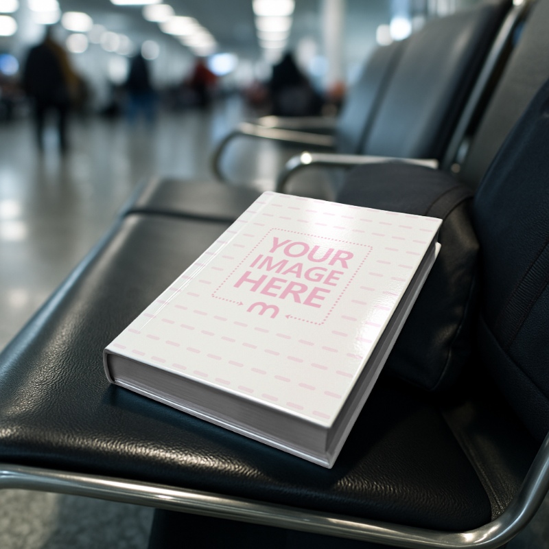 Book Cover Mockup on Airport Chair for Paperback Novels preview image