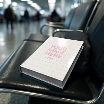 Book Cover Mockup on Airport Chair for Paperback Novels