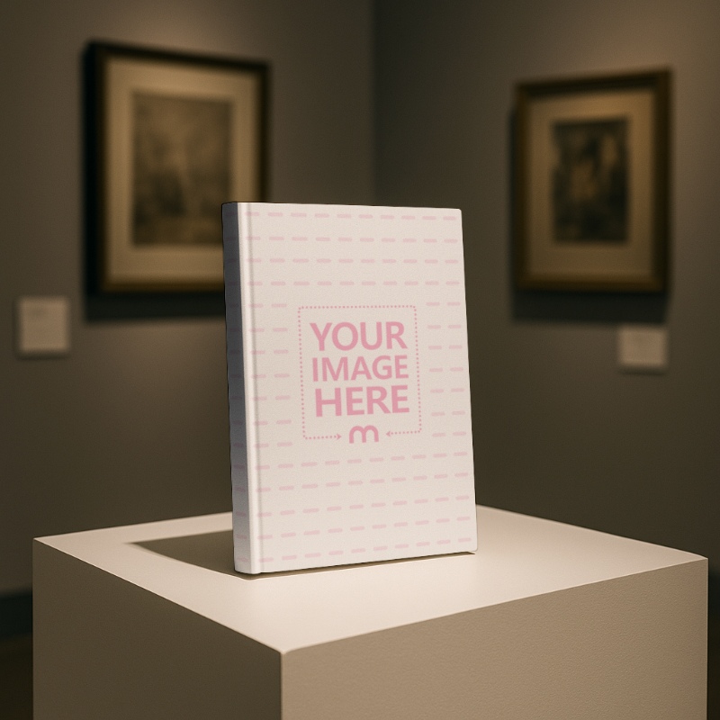 Book Cover Mockup on Paintings Gallery Background preview image