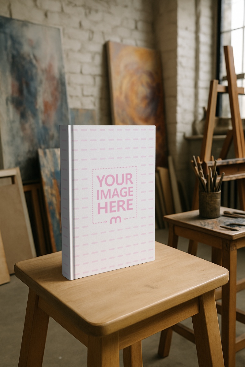 Book Cover Mockup with Painter’s Studio Background preview image