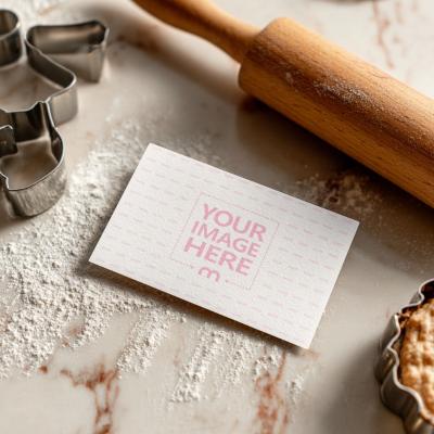 Business Card Mockup on Kitchen Table for Culinary Companies