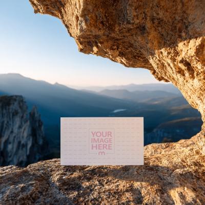 Business Card Mockup on Rock Surface for Outdoor Sports