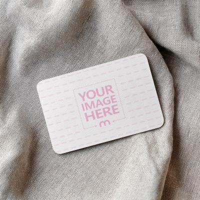 Rounded Business Card Mockup on Fabric Surface for Elegant Branding