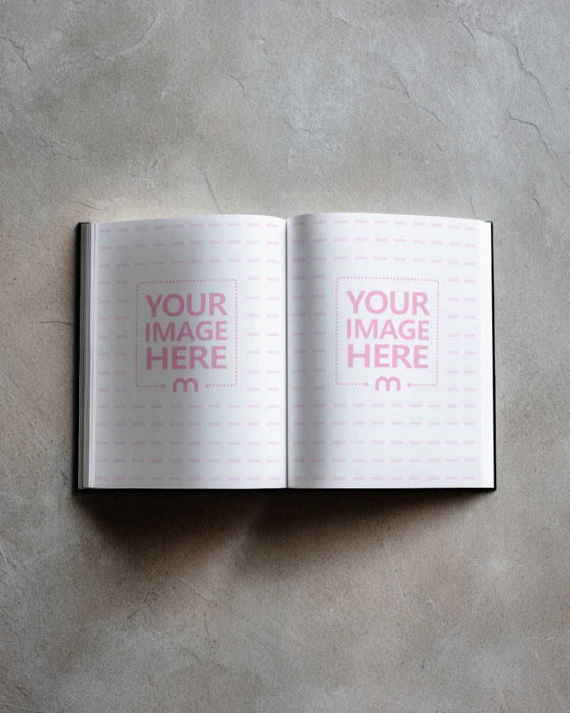 Open Book Page Mockup on Concrete Floor with Light preview image