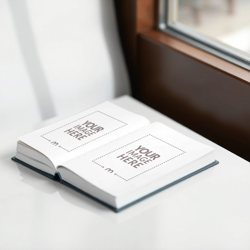 Open Book Pages Mockup in Home Aesthetic Background preview image