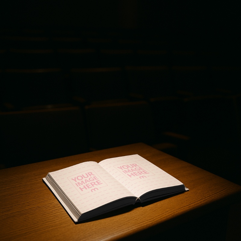 Open Book Page Mockup on Wooden Table preview image