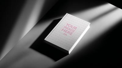 Book Cover Mockup on Dark Background with Shadows