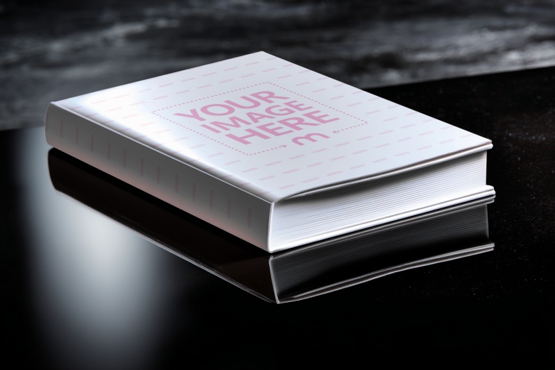 Book Cover and Spine Mockup on Dark Table preview image