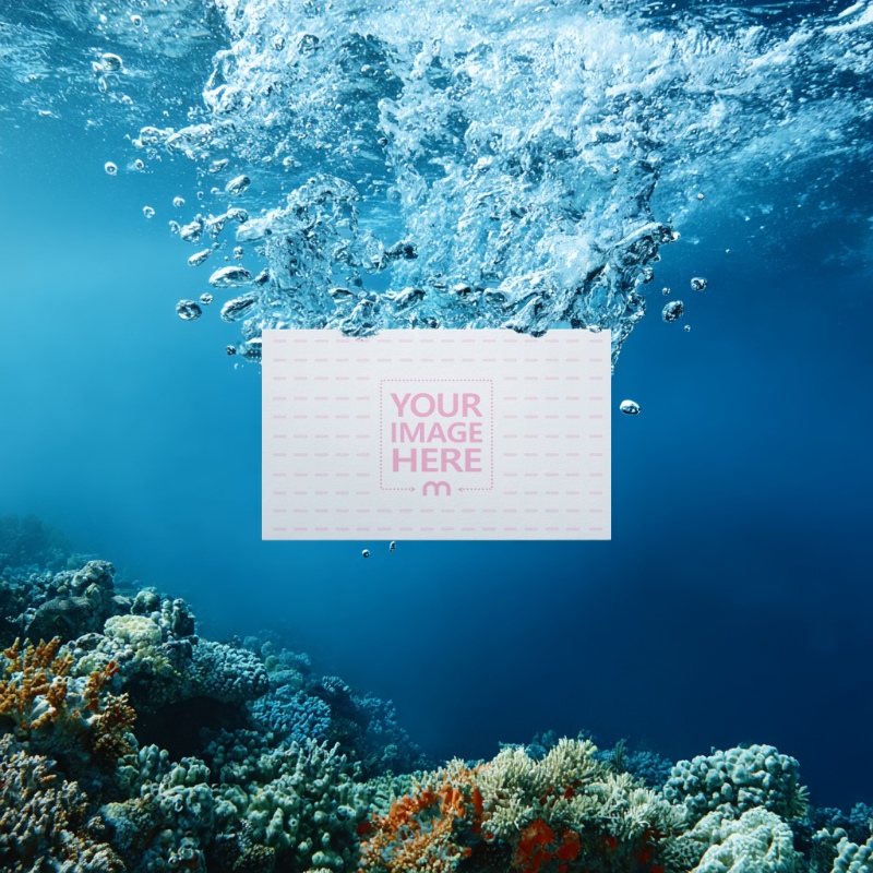 Business Card Mockup with Underwater Theme preview image