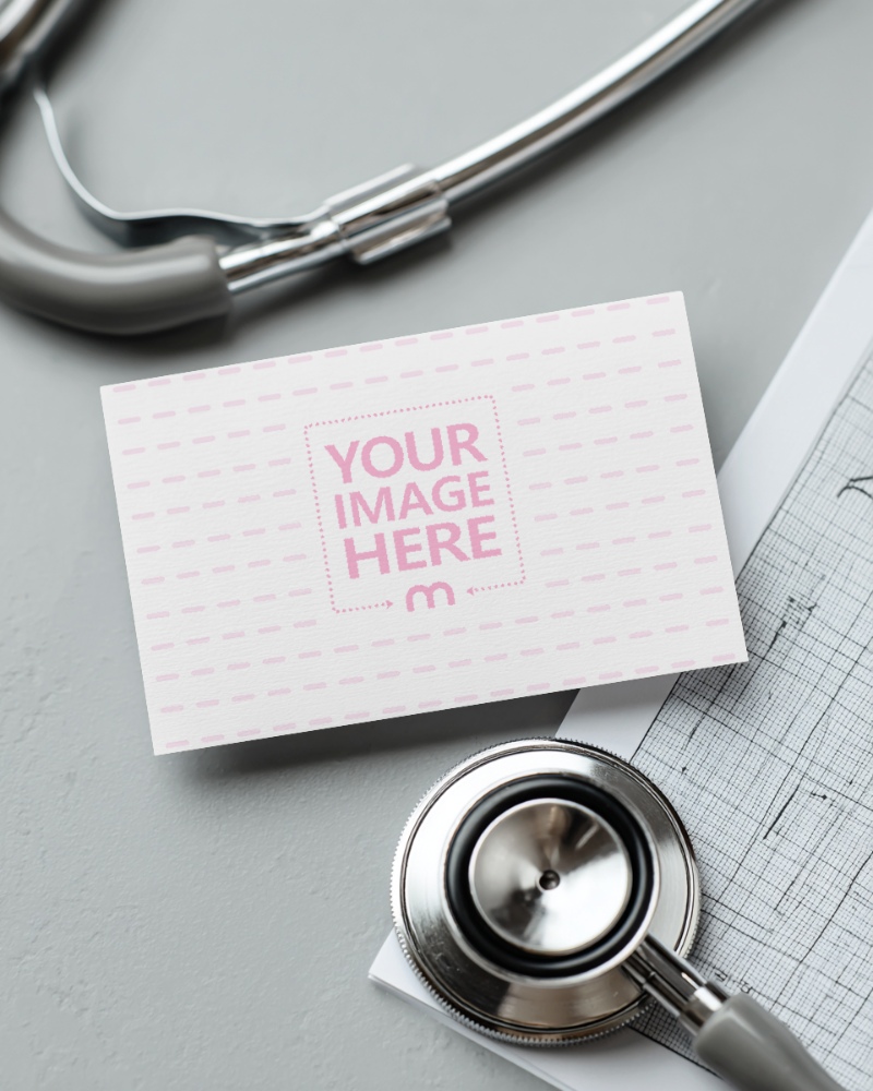 Business Card Mockup with Stethoscope for Medical Doctors preview image