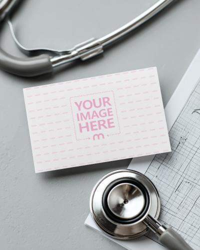 Business Card Mockup with Stethoscope for Medical Doctors