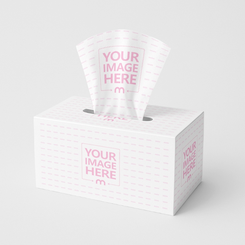 Tissue Box Mockup with Tissue on White Background preview image