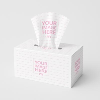 Tissue Box Mockup with Tissue on White Background