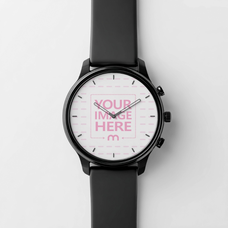 Round Watch Mockup on White Background for Watch Designers preview image