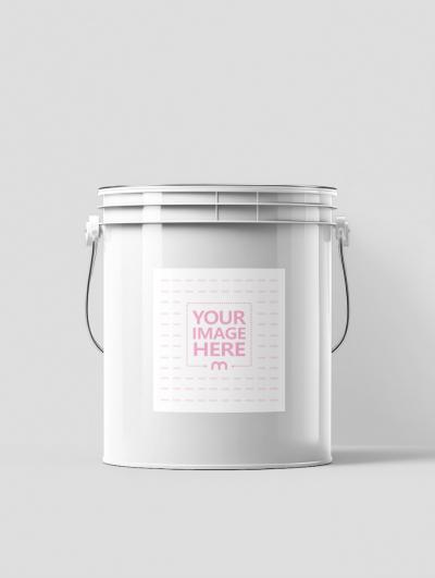 Paint Label Bucket Mockup on White Background