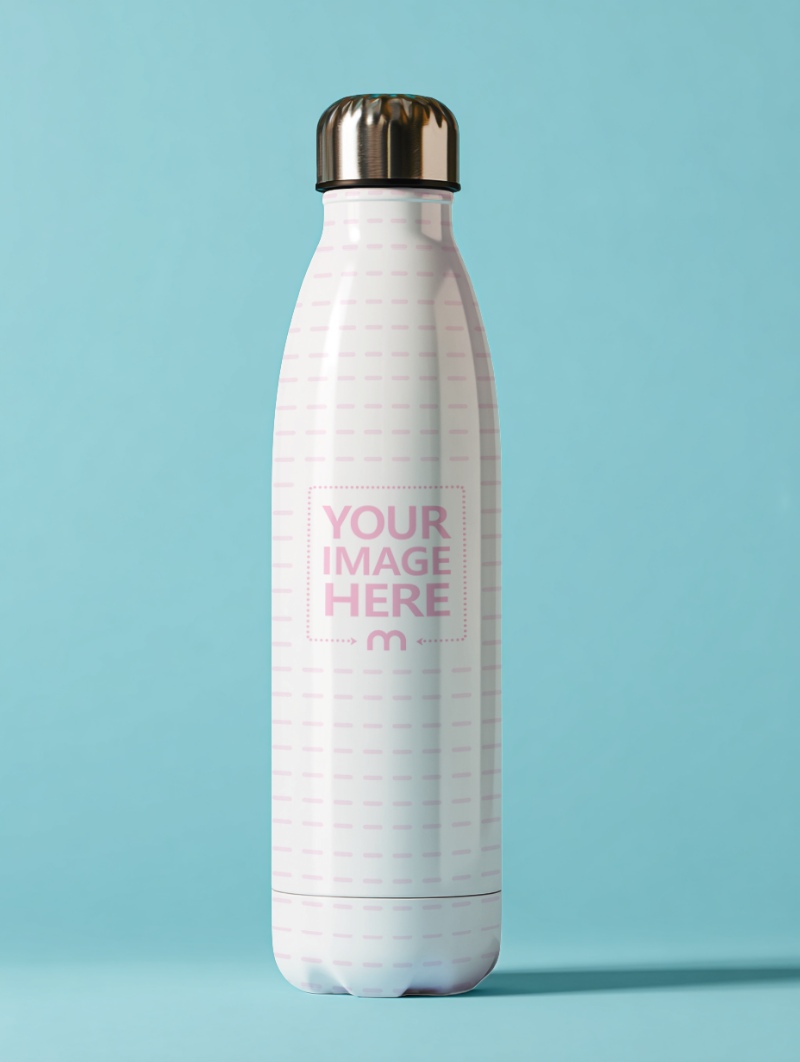 Water Bottle Mockup on Light Blue Background for Beverage Branding preview image
