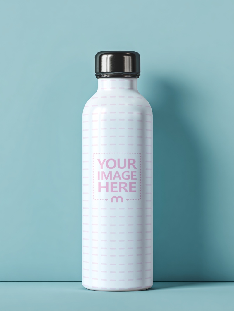 Bottle Mockup on Light Blue Surface for Company Branding Preview preview image