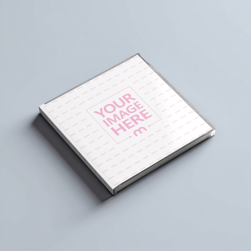CD Case Mockup on Faded Blue Background for Music Album Promotion preview image
